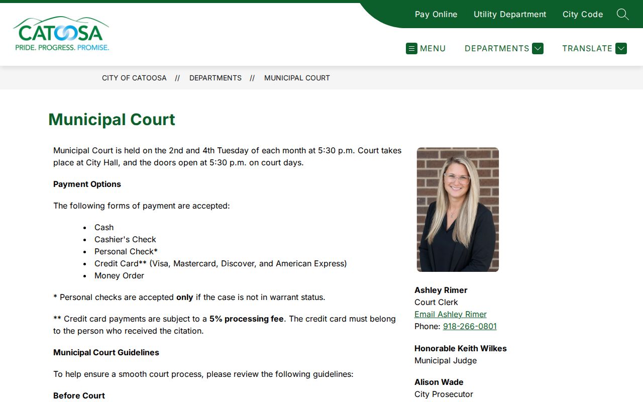 Catoosa municipal court warrant records route in Rogers County