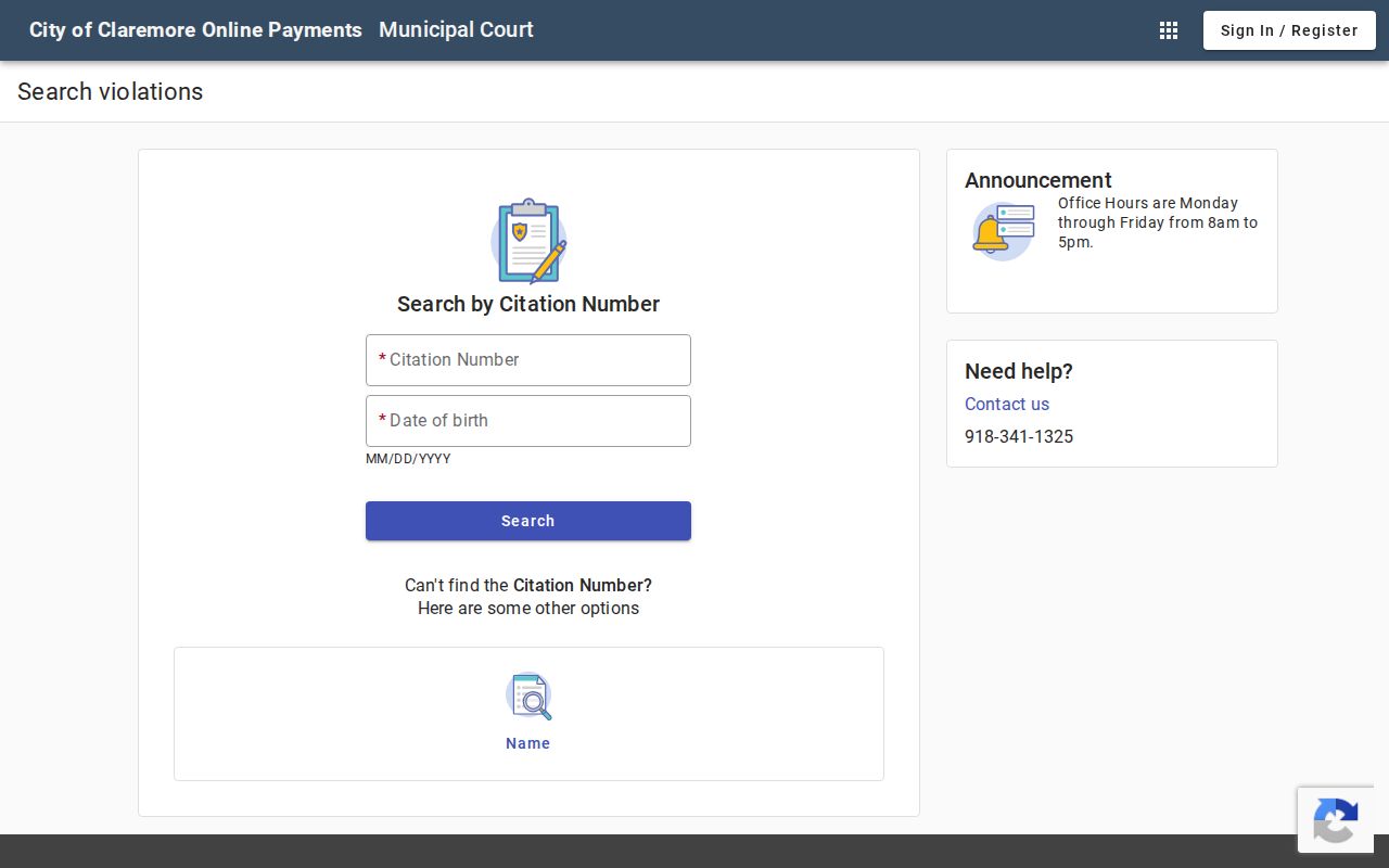 Claremore warrant records citation portal in Rogers County
