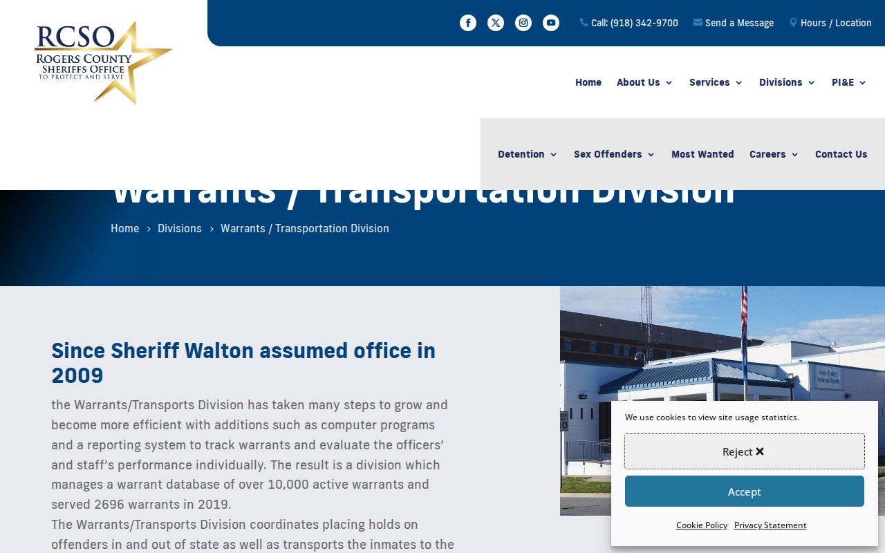 Rogers County warrant division information for warrant records
